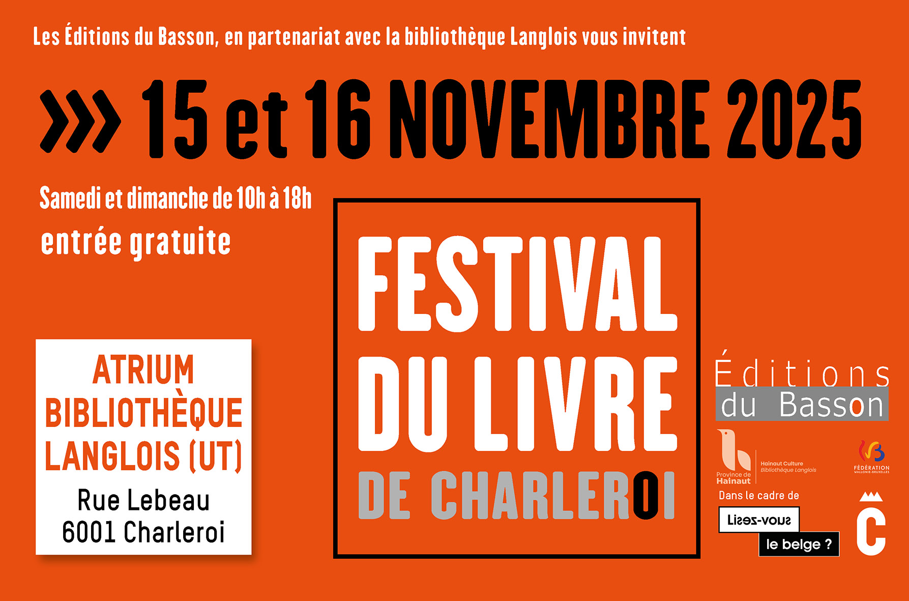 Festival du livre de Charleroi 2025