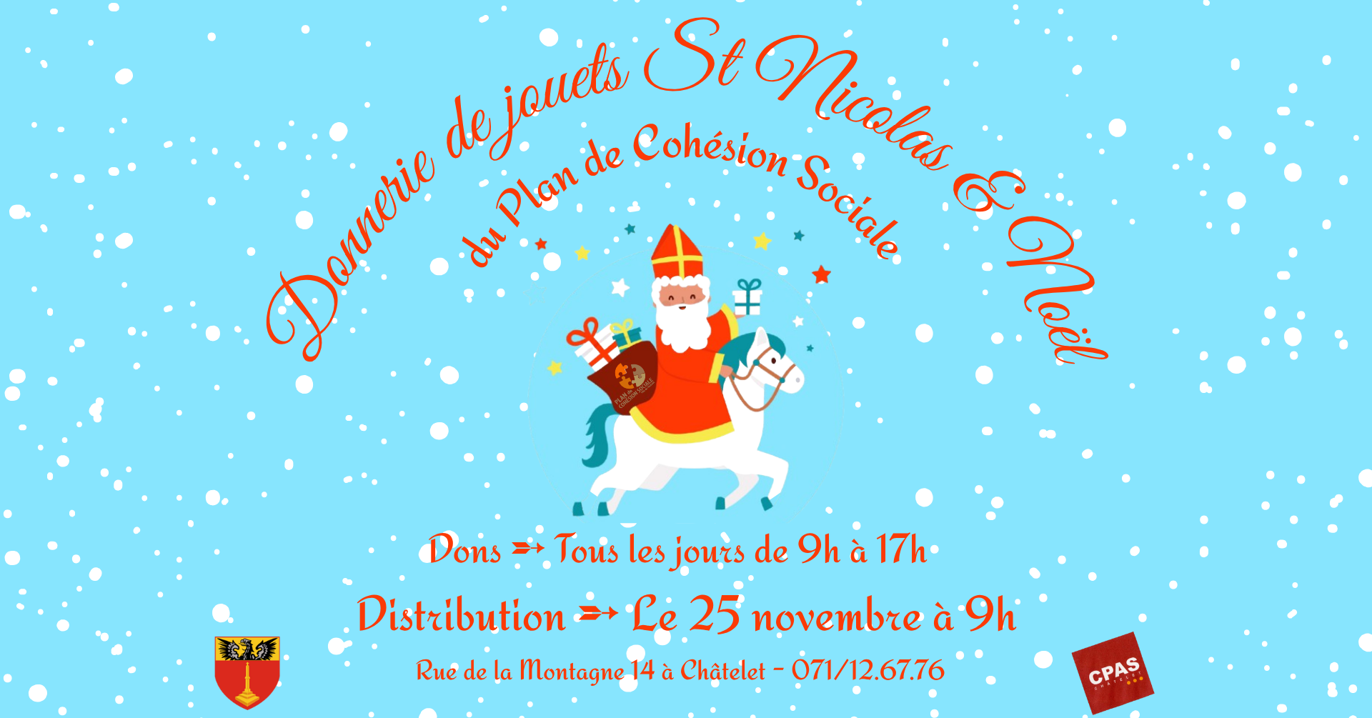 DONNERIE DE ST. NICOLAS & NOËL DE LA MAISON DE LA COHÉSION SOCIALE DE CHÂTELET