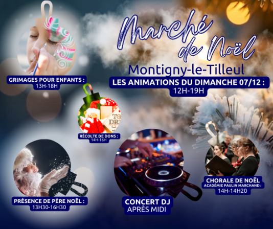 Programme du Dimanche du marché de noël de Montigny-le-tilleul