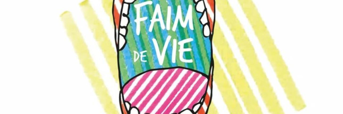 Bouche ouverte dessin&eacute;e avec "Faim de vie" &eacute;crit &agrave; l'int&eacute;rieur