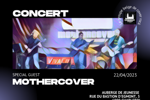 Affiche pour le concert de MotherCover le 22 avril 2023 à l'Auberge de Jeunesse de Charleroi
