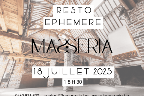 Découvrez votre nouveau havre événementiel lors d'une soirée restaurant éphémère ce 18 juillet ! Toutes les informations sur www.lamasseria.be